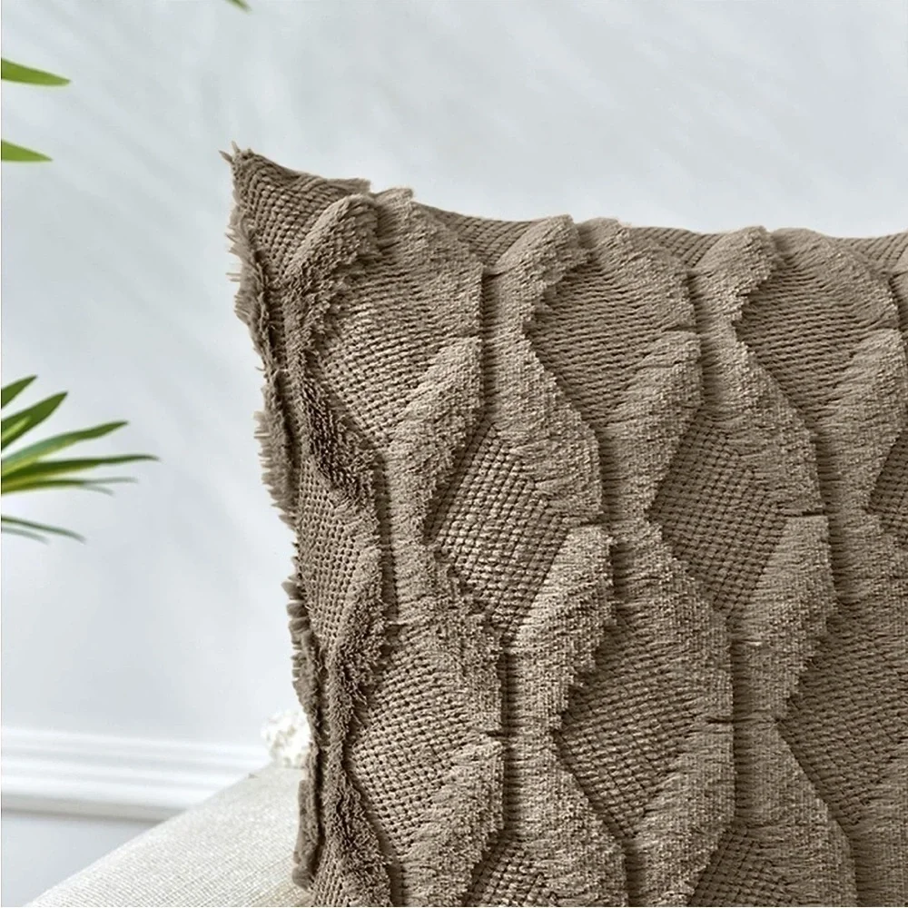 Brown Farmhouse Cute Pillow Cover Furry Faux Luxury Soft Warm Pillow Case Set